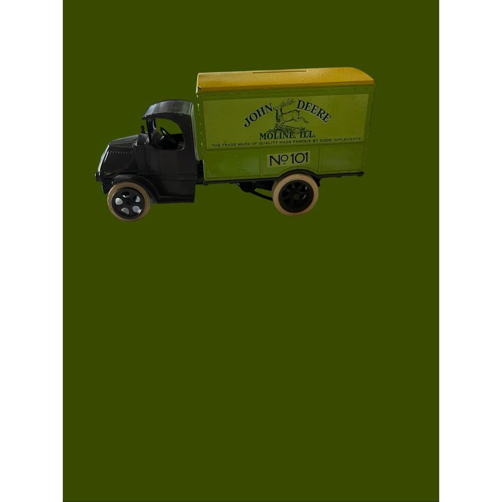 John Deere Green Black ERTL 1926 Mack Bulldog Delivery Van Truck Bank Toy